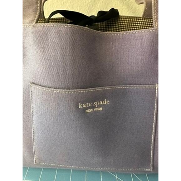 Kate Spade Purple Tote Bag | Structured Handbag with Pocket and ribbon tie top - Picture 2 of 10